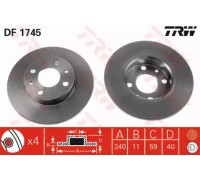 Тормозной диск TRW DF1745 DF1745 TRW - купить в магазине запчастей по Украине