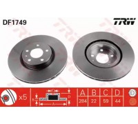 Тормозной диск TRW DF1749 DF1749 TRW - купить в магазине запчастей по Украине