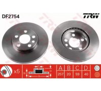 Тормозной диск TRW DF2754 DF2754 TRW - купить в магазине запчастей по Украине