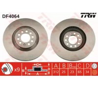 Тормозной диск TRW DF4064 DF4064 TRW - купить в магазине запчастей по Украине