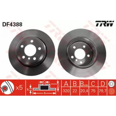 Тормозной диск DF4388 TRW - купить в магазине запчастей по Украине