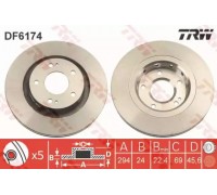 Тормозной диск TRW DF6174 DF6174 TRW - купить в магазине запчастей по Украине