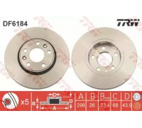 Тормозной диск TRW DF6184 DF6184 TRW - купить в магазине запчастей по Украине