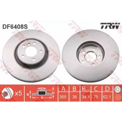 Тормозной диск DF6408S TRW - купить в магазине запчастей по Украине