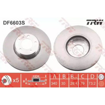 Тормозной диск DF6603S TRW - купить в магазине запчастей по Украине