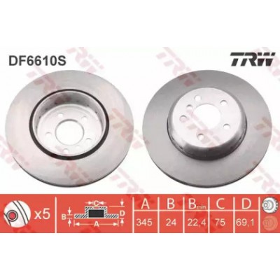 Тормозной диск DF6610S TRW - купить в магазине запчастей по Украине