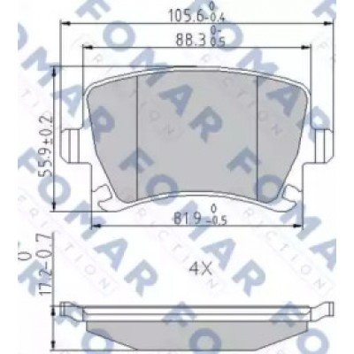 Комплект тормозных колодок, дисковый тормоз FO912381 FOMAR Friction - купить в магазине запчастей по Украине