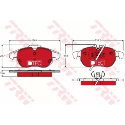 Комплект тормозных колодок, дисковый тормоз GDB1613DTE TRW - купить в магазине запчастей по Украине