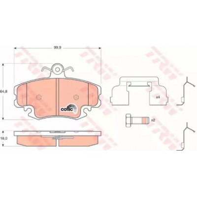 Комплект тормозных колодок, дисковый тормоз GDB1634 TRW - купить в магазине запчастей по Украине