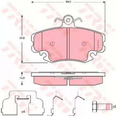 Комплект тормозных колодок, дисковый тормоз GDB1635 TRW - купить в магазине запчастей по Украине