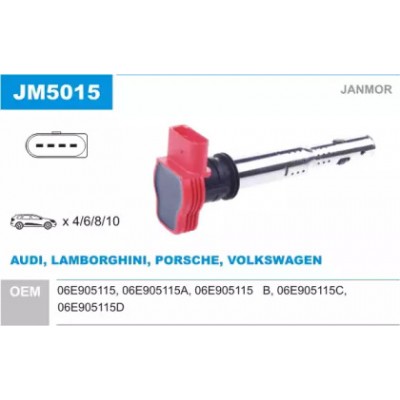 Катушка зажигания JM5015 JANMOR - купить в магазине запчастей по Украине