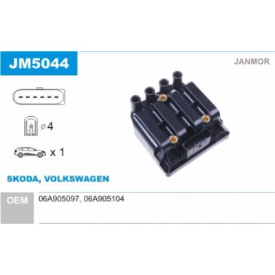 Катушка зажигания JM5044 JANMOR - купить в магазине запчастей по Украине