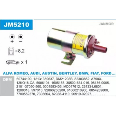 Катушка зажигания JM5210 JANMOR - купить в магазине запчастей по Украине