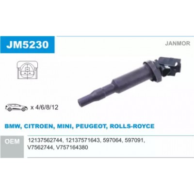 Катушка зажигания JM5230 JANMOR - купить в магазине запчастей по Украине