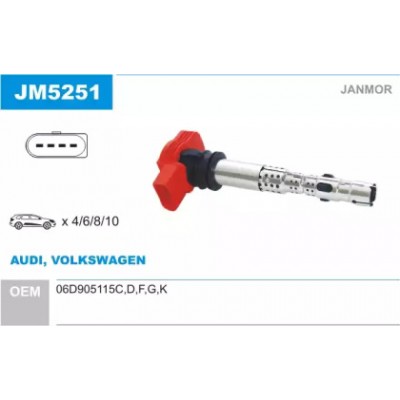 Катушка зажигания JM5251 JANMOR - купить в магазине запчастей по Украине