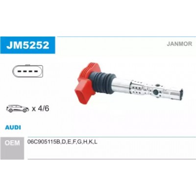 Катушка зажигания JM5252 JANMOR - купить в магазине запчастей по Украине