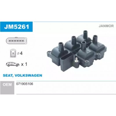 Катушка зажигания JM5261 JANMOR - купить в магазине запчастей по Украине