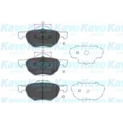 Комплект тормозных колодок, дисковый тормоз KBP2036 KAVO PARTS - купить в магазине запчастей по Украине