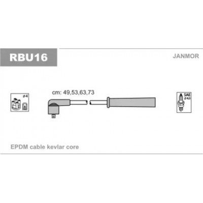 Комплект проводов зажигания RBU16 JANMOR - купить в магазине запчастей по Украине