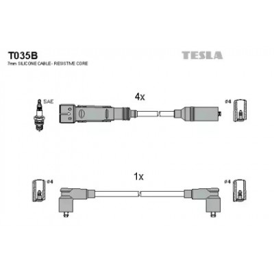 Комплект проводов зажигания T035B TESLA - купить в магазине запчастей по Украине