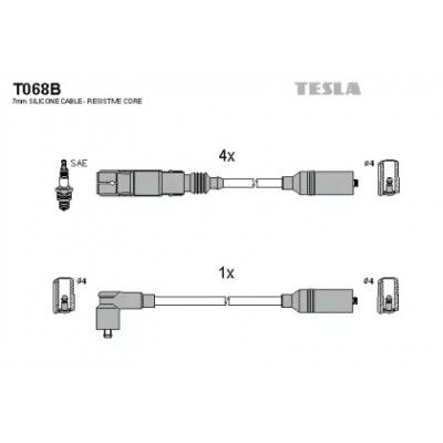 Комплект проводов зажигания T068B TESLA - купить в магазине запчастей по Украине