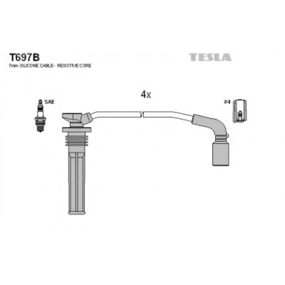 Комплект проводов зажигания T697B TESLA - купить в магазине запчастей по Украине