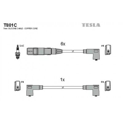 Комплект проводов зажигания T801C TESLA - купить в магазине запчастей по Украине