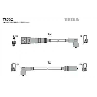 Комплект проводов зажигания T820C TESLA - купить в магазине запчастей по Украине