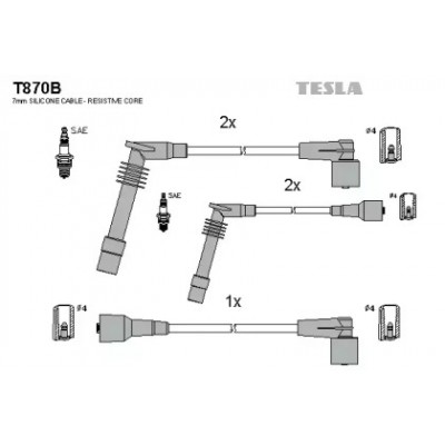 Комплект проводов зажигания T870B TESLA - купить в магазине запчастей по Украине