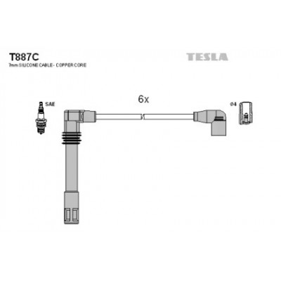 Комплект проводов зажигания T887C TESLA - купить в магазине запчастей по Украине
