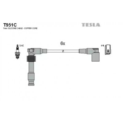 Комплект проводов зажигания T951C TESLA - купить в магазине запчастей по Украине