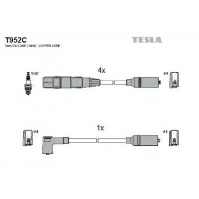 Комплект проводов зажигания T952C TESLA - купить в магазине запчастей по Украине