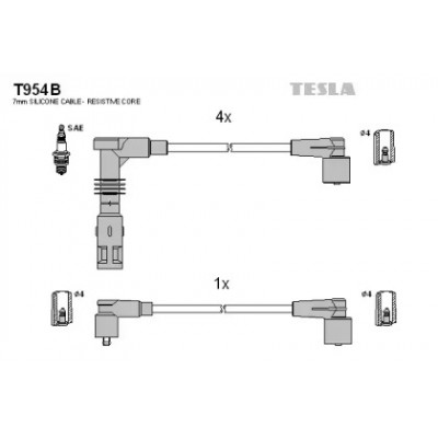 Комплект проводов зажигания T954B TESLA - купить в магазине запчастей по Украине