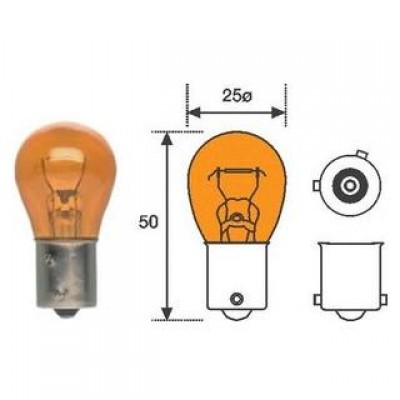 Лампочка жовта (не симетрична) PY21W 12V21W BAU15s 008507100000 MAGNETI MARELLI - купити в магазині запчастин по Україні