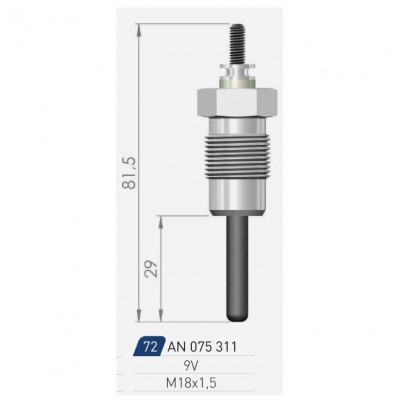 DB Свеча накала (двойная спираль)  9V OM 615-617 075311 A-N PARTS - купити в магазині запчастин по Україні