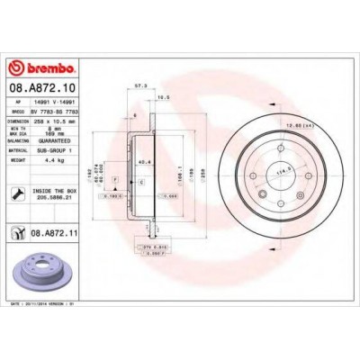 Тормозной диск 08A87210 BREMBO - купить в магазине запчастей по Украине