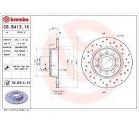 Тормозной диск BREMBO 08.B413.1X 08B4131X BREMBO - купить в магазине запчастей по Украине