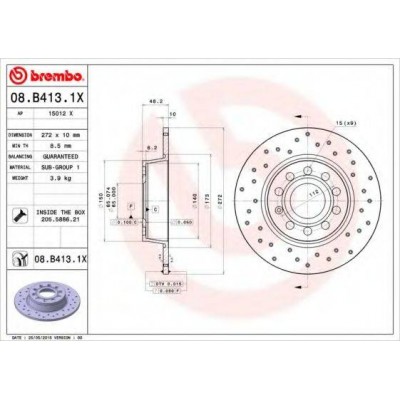 Тормозной диск 08B4131X BREMBO - купить в магазине запчастей по Украине