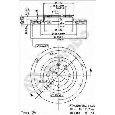 Тормозной диск 09580224 BREMBO - купить в магазине запчастей по Украине