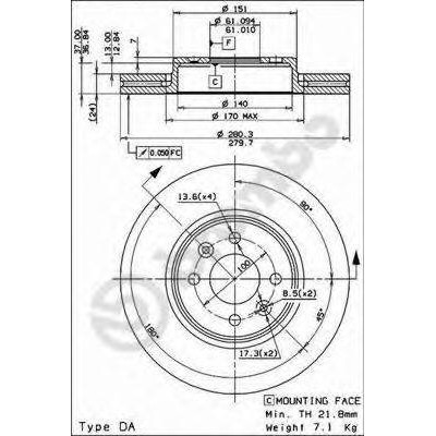 Тормозной диск 09813724 BREMBO - купить в магазине запчастей по Украине