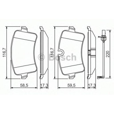 Комплект тормозных колодок, дисковый тормоз 0986494488 BOSCH - купить в магазине запчастей по Украине