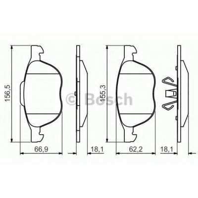 Комплект тормозных колодок, дисковый тормоз 0986495215 BOSCH - купить в магазине запчастей по Украине