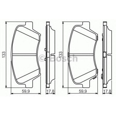 Комплект тормозных колодок, дисковый тормоз 0986495343 BOSCH - купить в магазине запчастей по Украине