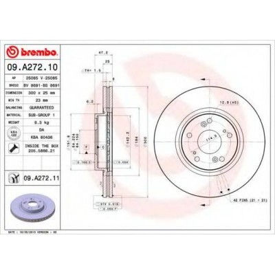 Тормозной диск 09A27211 BREMBO - купити в магазині запчастин по Україні