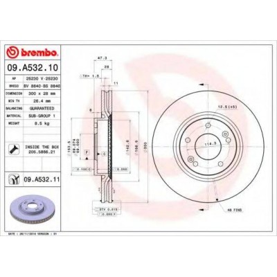 Тормозной диск 09A53211 BREMBO - купить в магазине запчастей по Украине