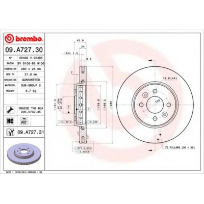 Тормозной диск 09A72731 BREMBO - купить в магазине запчастей по Украине
