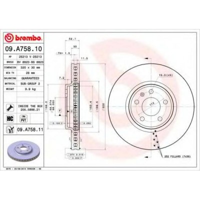 Тормозной диск 09A75811 BREMBO - купить в магазине запчастей по Украине