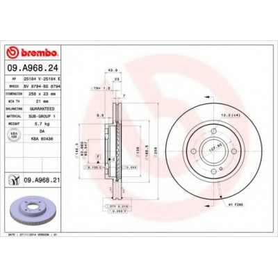 Тормозной диск 09A96824 BREMBO - купить в магазине запчастей по Украине