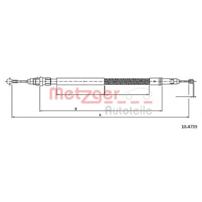 Трос, стояночная тормозная система 104739 METZGER - купить в магазине запчастей по Украине