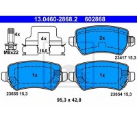 Комплект тормозных колодок, дисковый тормоз ATE 13.0460-2868.2 13046028682 ATE - купить в магазине запчастей по Украине